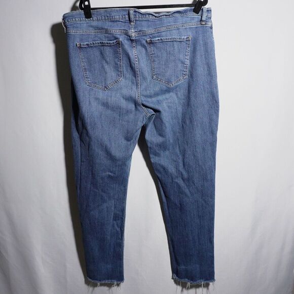 Womens‎ 18 UPCYCLED Flowers Boho Bug Punk Tall Boyfriend Straight Leg Blue Jeans - Picture 2 of 10